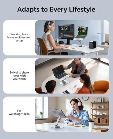 Основа для ноутбука ORICO з регульованою висотою та поворотним механізмом на 360, алюмінієва складана підставка для ергономічної роботи з MacBook Air/Pro та ноутбуками/планшетами 13-17.3, колір сріблястий - ST10