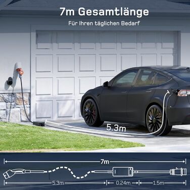 Фаза7м6-16А регульована потужність зарядки, зарядний кабель CEE 16a до типу 2 та мобільна зарядна станція 11kW для ID.3, ID.4, ID.