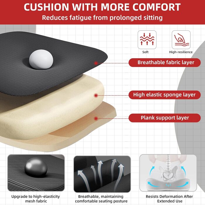 Ергономічне офісне крісло з регульованим підголівником та підлокітниками, поперековою опорою, дихаючою спинкою, регулюванням висоти та колесами, ігрове крісло для столу, спальні або чорного кольору