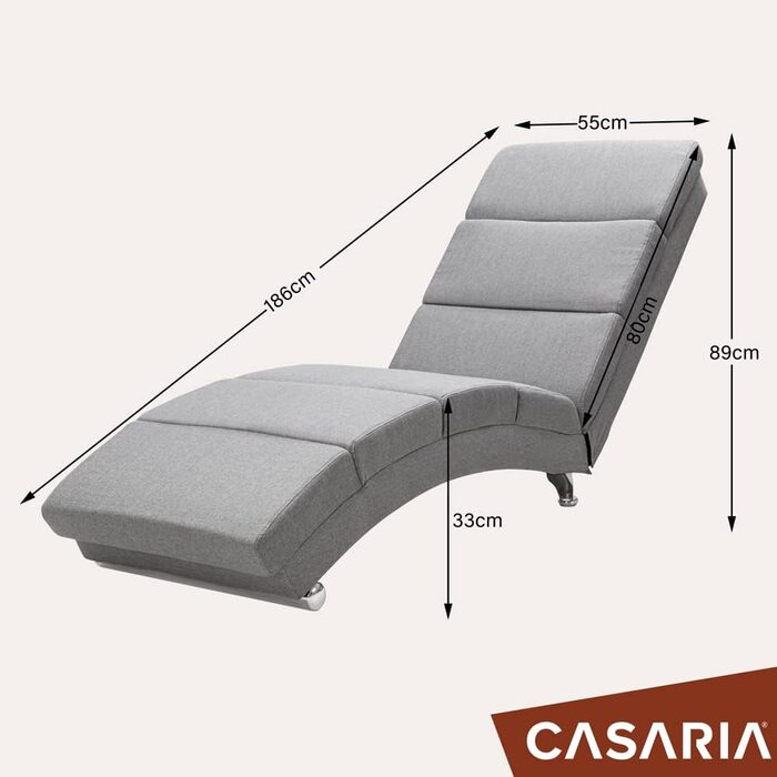 Шезлонг Casaria XXL з функцією масажу та підігріву, 186x89x55 см, ергономічний, тканинна оббивка, вантажопідйомність 180 кг, шезлонг для приміщень, крісло для відпочинку, сірий
