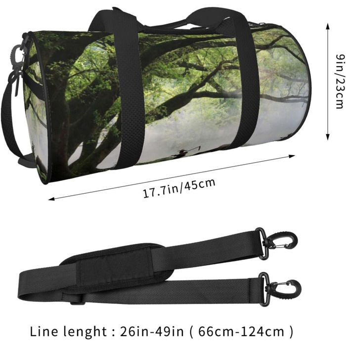 Спортивна сумка, дорожня сумка, дизайн старе дерево, тварини, пейзажний принт, сумка на нічліг, чорна, універсальний розмір, дорожня сумка