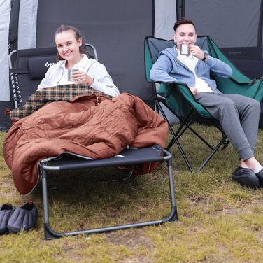 Спальний мішок KingCamp для дорослих, зимовий, фланелевий, компактний, 3-4 сезони, ковдра для кемпінгу, подорожей, наметів, походів, на вулиці, в приміщенні, від 4C до -15C/230 x 90 см Thicker Pro Navy-L-Zip