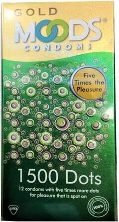 Презервативи MOODS GOLD 1500 Dots - 12 презервативів з 1500 крапками - відчуйте нові виміри задоволення та відчуття поколювання - ближче до оргазму з кожним поштовхом