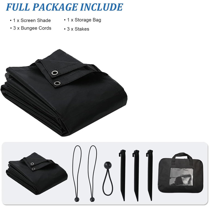 Сонячний тент для автофургона, вітропроникна передня панель 2,44 м x 3,8 м для тенту, універсальний екран для забезпечення конфіденційності з повним комплектом, захист від сонця 86, захист від вітру та дощу