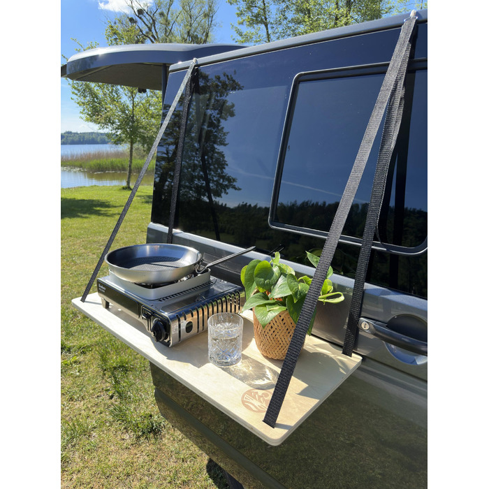 Підвісний столик для кемпінгу, підвісна полиця, дерев&39яна вулична кухня для кемперів, розсувні двері для автобуса VW, регульована висота, 80x35x1,5 см