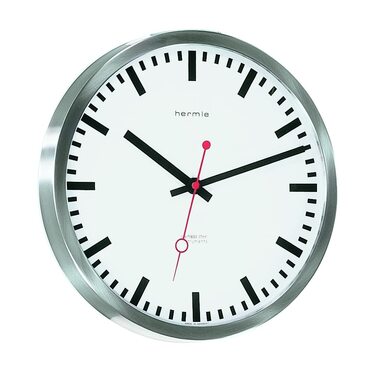 Настінний годинник Hermle Uhrenmanufaktur 30471-002100, Ø 30см x 5см, сріблястий