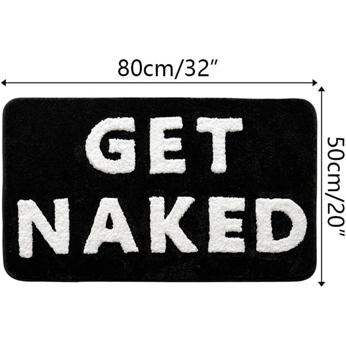Килимок для ванної Get Naked 50x80 см, нековзний килимок для ванної, що миється, килимок для душу з мікрофібри, що вбирає вологу, м&39який килимок для ванної, чорний 50 x 80 см