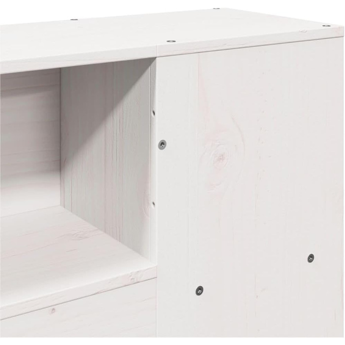 Ліжко з масиву дерева Hommdiy з полицею (матрац не входить до комплекту), дерев&39яний каркас ліжка з рейковою основою та узголів&39ям, ліжко для спальні, біле, 120 x 200 см.