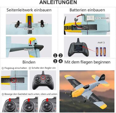 Канальний радіокерований літак BF-109, літак на дистанційному управлінні, готовий до польоту, 2,4 ГГц 6-осьовий гіроскопічний стабілізатор, легкий в управлінні для дітей та початківців, 3-канальний сірий, 39S WORK 3-