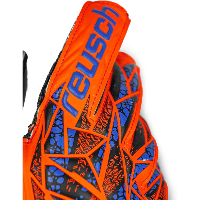 Воротарські рукавички Reusch Attrakt Silver Junior, дитячі та юнацькі футбольні рукавички для хлопчиків та дівчаток, підходять для будь-яких погодних умов та ігрових поверхонь, 7 помаранчево-синьо-чорних