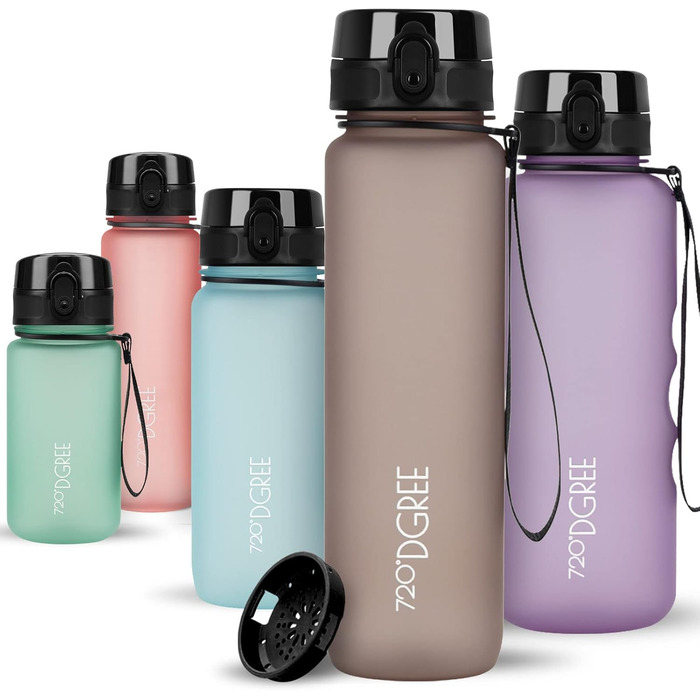 Пляшка для пиття 720DGREE 1л Sport 'uberBottle softTouch Sieb - Без BPA - Пляшка для води для універу, роботи, фітнесу, велосипеда, активного відпочинку, роботи - спортивна пляшка з тритану - легка, ударостійка, багаторазова (650 мл, нуга коричнева - кори