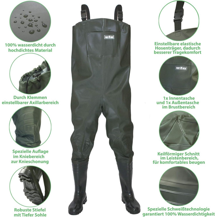 Чоловічі вейдерси, рибальські штани з чобітьми, розміри 38-47, водонепроникні штани для ходьби, чоботи для ходьби на ставках, штани 45
