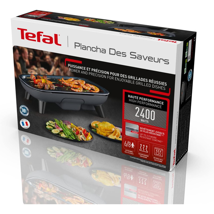 Електрична сковорода Tefal YY4570FB Plancha des Saveurs, антипригарне покриття, Titanium Force, технологія Thermo-Spot, регульований термостат, знімна плита, можна мити в посудомийній машині, чорний