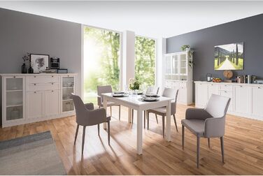 Розсувний обідній стіл mbelando на 4 ніжках білого кольору, стійкий до ударів та подряпин, вміщує до 6 осіб - 120 (160) x 76,5 x 70 см (Ш/В/Г) Розсувний стіл, дерев&39яний стіл, обідній стіл, кухонний стіл, прямокутний 120 см, білий