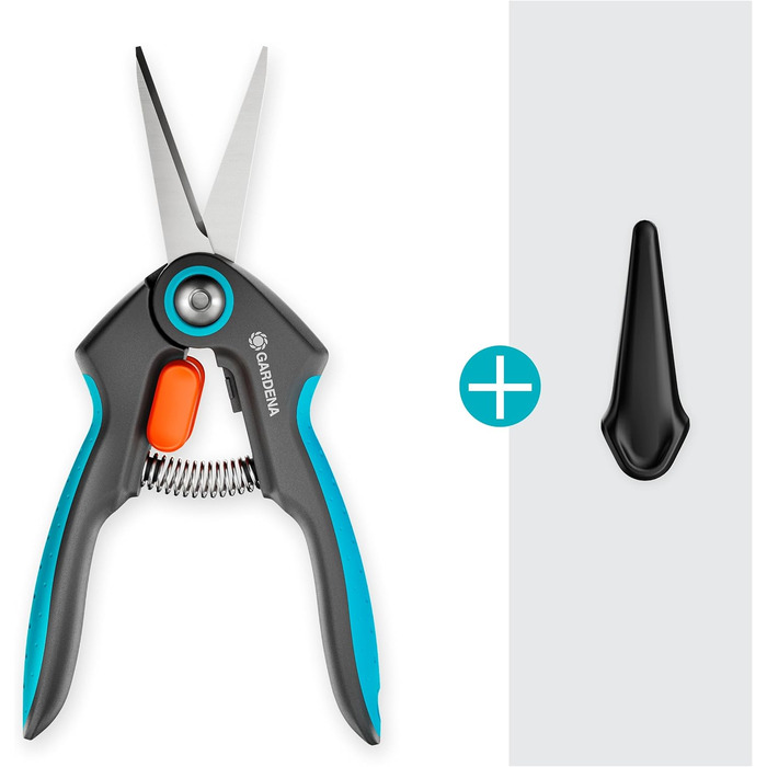Секатор для точного збору трав, ягід та квітів з нержавіючої сталі, лезо 47 мм, ергономічна ручка, з захисним ковпачком (12212-20). Універсальний, 15.91 см x 1.95 см, ширина захвату 47 мм