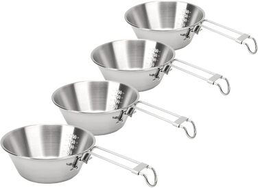 Кемпінгове начиння CHICIRIS, миски з нержавіючої сталі 304 зі складними ручками, легкий портативний набір мисок із 4 предметів для походів та подорожей