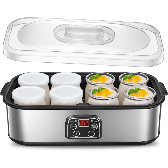 Йогуртниця, грецька йогуртниця на 8 баночок/кришок, дисплей одним дотиком ідеально підходить для органічних, підсолоджених, аромат