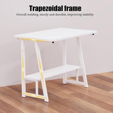 Білий стіл з книжковою полицею, комп&39ютерний стіл з полицею, комп&39ютерний стіл з полицею, ергономічний стіл для ноутбука, офісний стіл 80x50x73см, робочий стіл для домашнього офісу, вітальня білий 80x50x73см