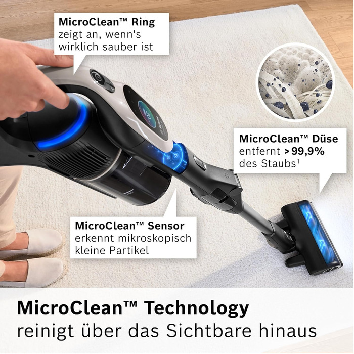 Акумуляторний пилосос Bosch Unlimited 10 BKS1051GQC, бездротовий, технологія MicroCleanTM, TFT-дисплей, стиснення пилу, система фі