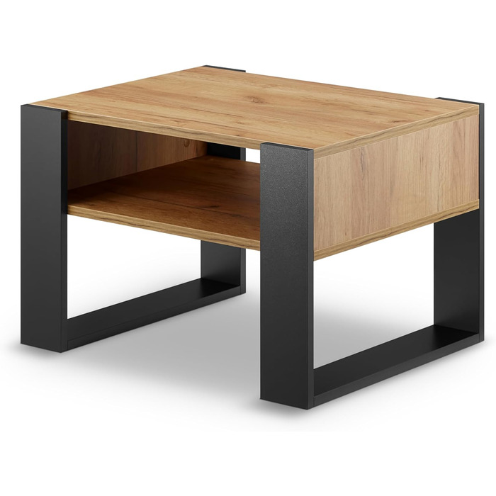 Журнальний столик для дивана Невеликий журнальний столик з чорного дуба з місцем для зберігання Сучасний журнальний столик Журнальний столик Невеликий столик Журнальний столик шириною 65 см Міцний журнальний столик з чорного дуба