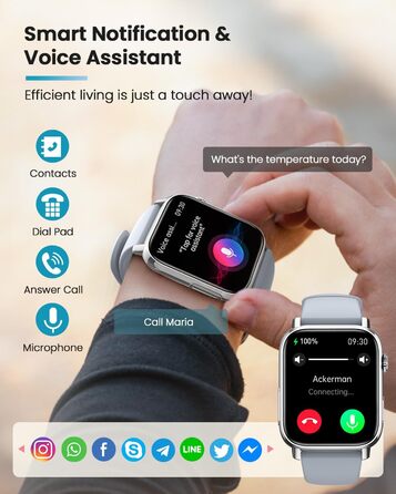 Розумний годинник для чоловіків та жінок з монітором/ЕКГ/ВСР/фітнес-годинник 1,83 дюйма з 24-годинним вимірюванням серцевого ритму/артеріального тиску/SpO2/сну/екстреного виклику SOS, понад 145 спортивних режимів, фітнес-годинник, крокомір, iOS, Android, 