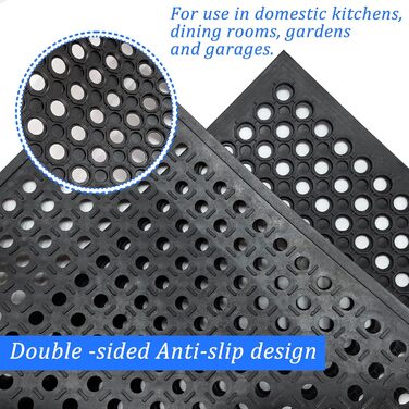 Нековзний гумовий килимок Rainmae 60x90 см, чорний, брудозатримуючий килимок, гумовий килимок для дверей, килимок у формі стільників, що ріжеться, з перфорованим візерунком, підходить для використання всередині та зовні приміщень