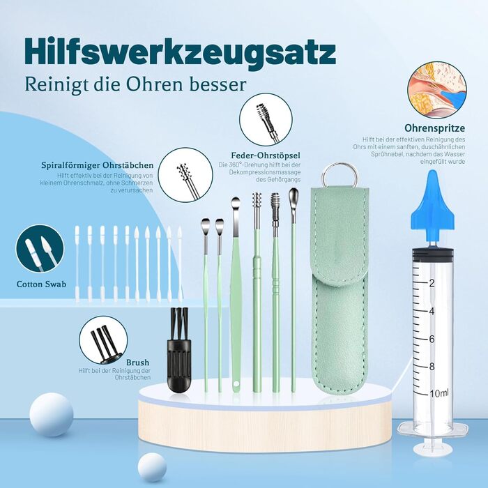 Отоскоп для видалення вушної сірки, камера для чищення вух AMDXD WiFi 8MP HD вушна камера IP4 Водонепроникний вушний отоскоп, камера отоскопа з широким кутом огляду 360, 6 світлодіодів для iPhone, iPad і смартфонів Android, чорний