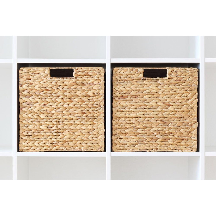 Кошики Kallax, набір з 2 шт. Виріб з натурального водяного гіацинта Ідеально підходить для полиць Kallax 34 x 32 x 32 см Міцний кошик для зберігання Складаний Спеціальна пропозиція
