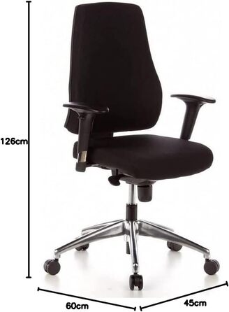 Професійне офісне крісло PRO-TEC 200 Тканина Чорного кольору Ергономічне поворотне крісло з регульованими по висоті підлокітниками та спинкою Чорного кольору, одномісне, 608000