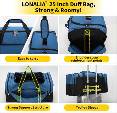 Велика чоловіча дорожня сумка об&39ємом 54 л - спортивна сумка для відпочинку, подорожей, ночівлі та сауни (синя)