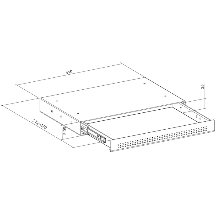 Шухляда під столом, вузька, чорна