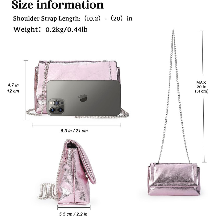 Маленький клатч з ланцюжком, модна сумка через плече, елегантна вечірня сумочка, міні-сумочка, рожевий