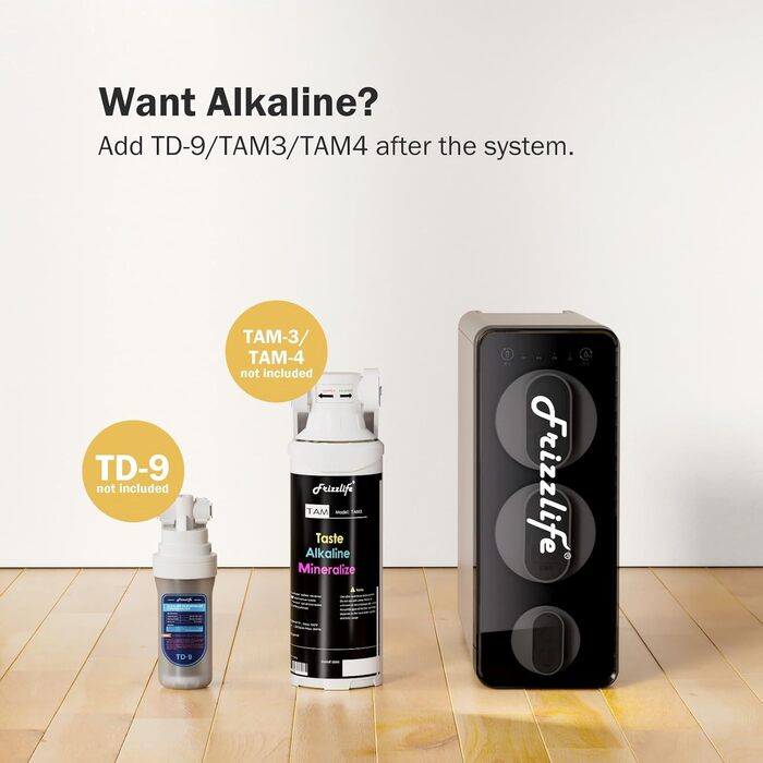 Система зворотньоосмотичної фільтрації води Frizzlife RO - 1200 GPD Швидкий потік під раковиною RO фільтр для води, 11-ступінчастий безрезервуарний, 31 Pure to Drain, Reduces TDS PFAS, PD1200