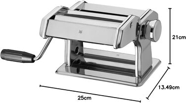 Ручна машина для пасти WMF Gourmet зі сталі, 19,5x12,5x12,5 см, 9 рівнів товщини тіста, для листів та локшини різної ширини