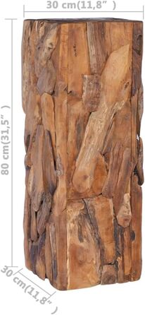 Журнальний столик з масиву тика, стіл для дивана, підставка для рослин, колона для рослин, підставка для квітів, дерев&39яний стіл, стіл для квітів, стіл 30x30x80 см