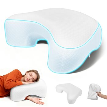 Подушка для шиї, подушка для сну на боці з проймою, ергономічна ортопедична подушка для шиї з піни з пам&39яттю форми для сну на шиї, боці, спині та животі, 46x34x14 см