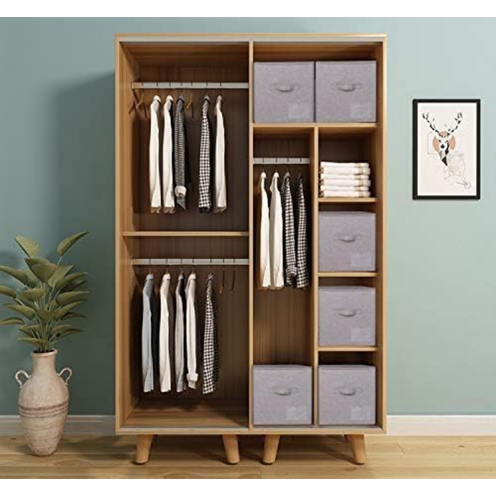 Великі, складні кошики для зберігання речей на блискавці, для спалень, шаф та одягу, 2 шт., чорно-сірі.