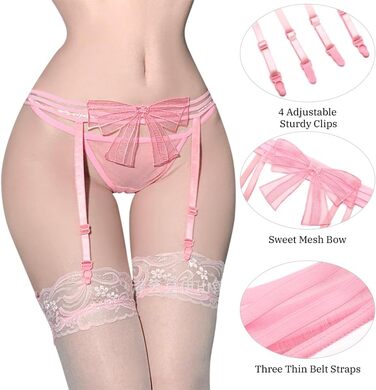 Жіночий мереживний комплект із 3 підв&39язок, панчохи стрінги, регульована білизна, сексуальний пояс для панчіх, чорний/білий/червоний/рожевий