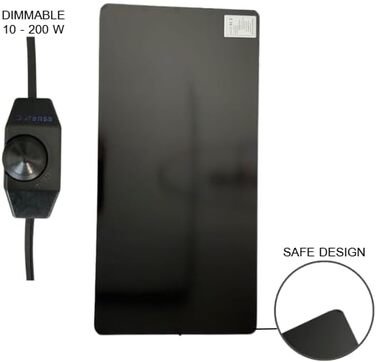 Інфрачервоний обігрівач для столу 200 Вт, що встановлюється під стіл самоклеюча нагрівальна панель для столу та столу Зігріває ноги, регульована яскравість, інфрачервоне випромінювання понад 60 Durensa