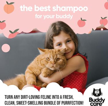 Шампунь для котів Buddycare Peach Шампунь для глибокого очищення Фруктовий аромат з алое вера та вітаміном B5 500 мл