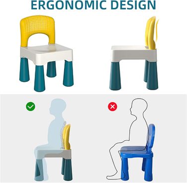 Пластиковий стілець burgkidz з вигнутою спинкою, ідеальне доповнення до дитячого ігрового столу для хлопчиків і дівчаток з будівел