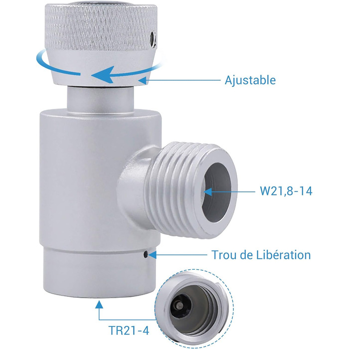 Адаптер циліндра CO2 NICREW, саморобний регулятор пивної кеги TR21.4 до W21.8, аксесуари для резервуара з вуглекислим газом CO2 для машини виробника газованої води