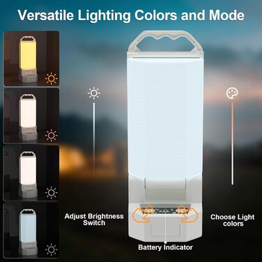 Сонячний кемпінговий ліхтар SoulBay, акумуляторний USB-C, водонепроникний, з регульованою яскравістю, підвісний світлодіодний кемпінговий ліхтар для намету, столу, кемпінгу, походів, складний та портативний, 4 режими світла, 36 годин