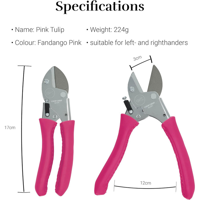 Садові ножиці преміум-класу, ножиці для рослин, ножиці для квітів - Pink Tulip Limited Edition 100 зроблено в Німеччині Високоякісні, міцні та ергономічні з ручно прошитими шкіряними ручками