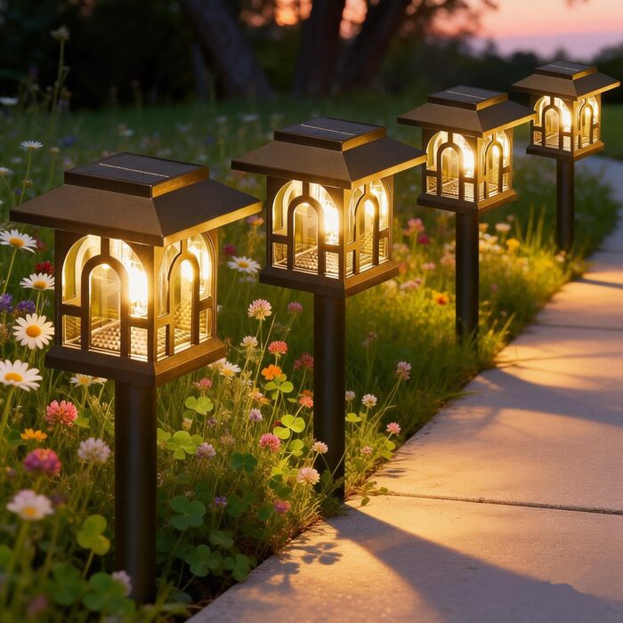 Сонячні садові ліхтарі NEEMO з 8 предметів, вінтажні сонячні ліхтарі для зовнішнього використання з теплим білим вольфрамовим світлом, водонепроникні сонячні садові ліхтарі IP65 для зовнішнього патіо, газону, подвір&39я, балкону.