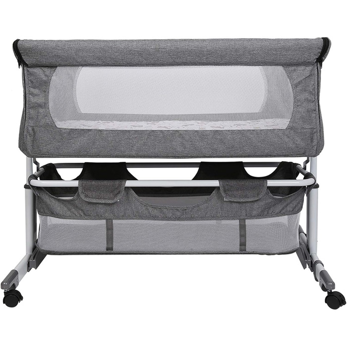 Дитяче ліжечко Side-by-Side, регульоване по висоті, мобільне, з функцією зберігання, з москітною сіткою