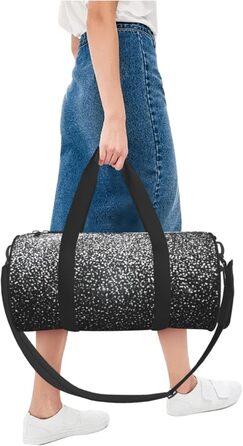 Синя смугаста сумка-дорожня сумка з черепом, кругла, великої місткості, легка та міцна, чудовий подарунок для походів, відпустки, ділових поїздок та іншого, з блискучими срібними блискітками.