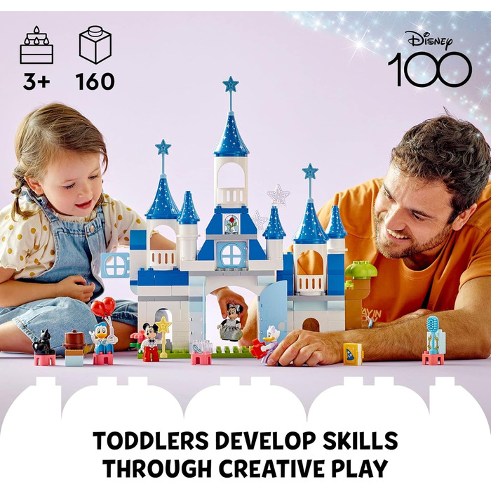 Конструктор Lego DUPLO Disney 3 в 1 Чарівний замок 10998 для сімейної гри з 5 персонажами Disney, включаючи Міккі, Мінні та друзів