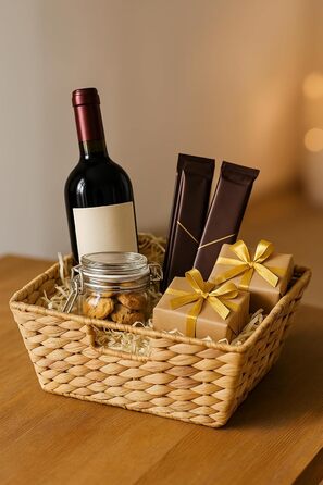 Набір порожніх подарункових кошиків для наповнення включаючи пакувальний папір, фольгу XL та червону стрічку подарунковий кошик на Великдень, хрестини, народження, Різдво та день народження