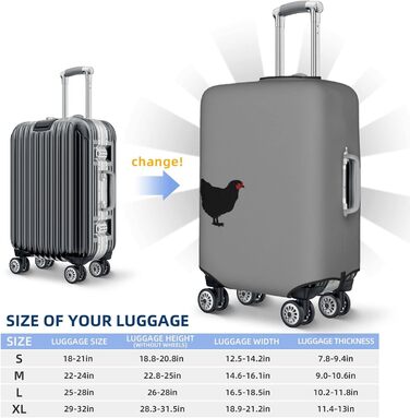 Чохол на валізу Чорний півень, еластичний, що миється, захисний чохол для багажу, для подорожей та роботи (для валіз розміром 45,7 - 81,3 см), чорний, великий розмір